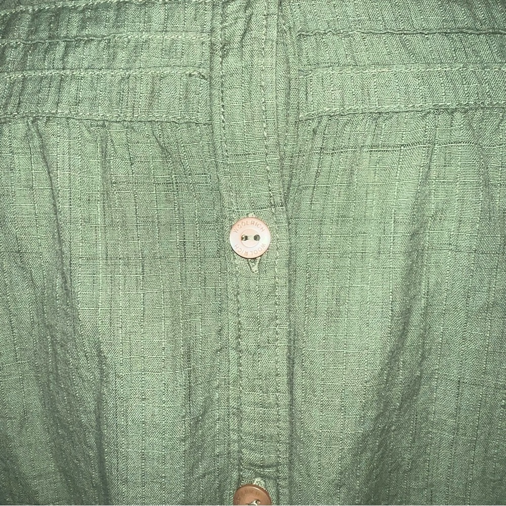 WOOLRICH Button Down Tunic Olive Green 100% Cotton shirt Medium - Picture 6 of 11